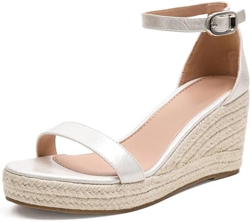 Women's Open-Toe Wedge Sandles with Adjustable Ankle Strap, Elegant Casual Summer Sandals for Beach Walking