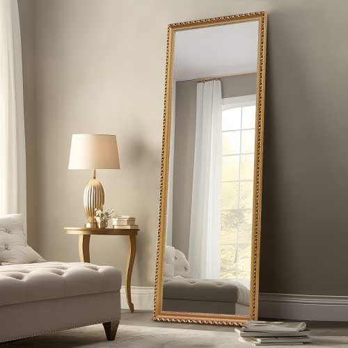 Image of NeuType 65 inchx22 inch Full Length Mirror Floor Mirror Wall-Mounted Mirror Bedroom /Locker Room Standing /Hanging Mirror Dressing Mirror (Gold, European Style)