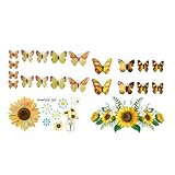VORCOOL 2 セット 3D 立体 蝶 ステッカー ピンク 蝶 装飾 壁 デコレーション デ ブルー カラフル 保育園 絶妙 ひまわり デ 部屋 デ 寝室 ステッカー オレン