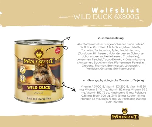 Wolfsblut | Wild Duck Nassfutter | 6 x 800 g