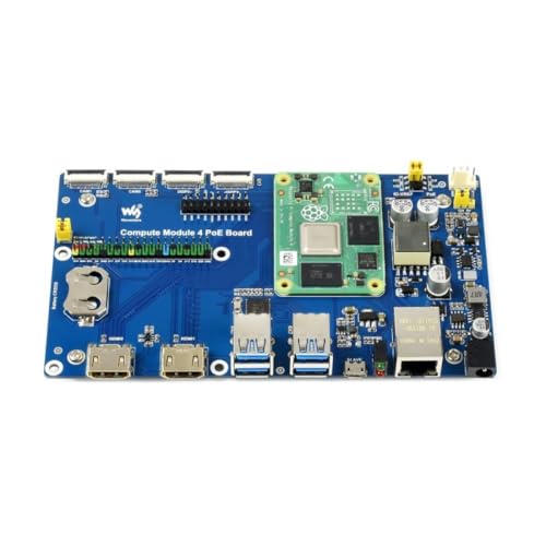 Image of Waveshare Raspberry Pi Compute Module 4 IO Board with PoE Feature | CM4 Expansion Board, Power over Ethernet Support, Essential Interfaces, Embedded Development, Industrial Grade Design for Projects