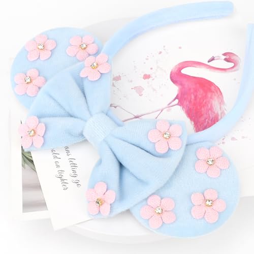 Image of DRESHOW Mouse Ears Headbands for Women Glitter Hairbands Bow Head Bands Velvet Head Band Christmas Cosplay Costume Princess Party Decorations Halloween & Disney Trip
