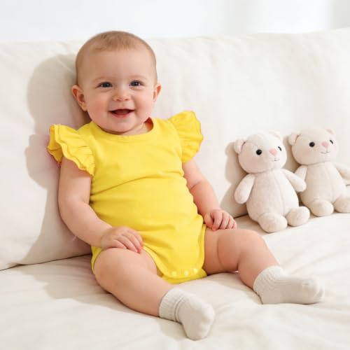 Image of LYSMuch Toddler Baby Girls T Shirt Ruffle Sleeveless Kids Cotton Tshirt Solid Color Blouse