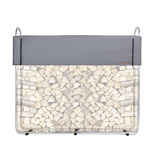 CCLIFE Leñero Exterior, Leñeras de Exterior Grande Jardin Metalico Metal Interior Leneros Soporte para Guardar Leña Exterior con Funda Impermeable Adecuado para Leña de 30-40 cm