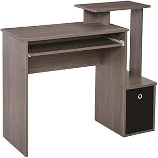 HOMCOM Computer Desk with Sliding Keyboard Tray Storage Drawer Shelf Home Office Workstation Grey 100 x 40 cm