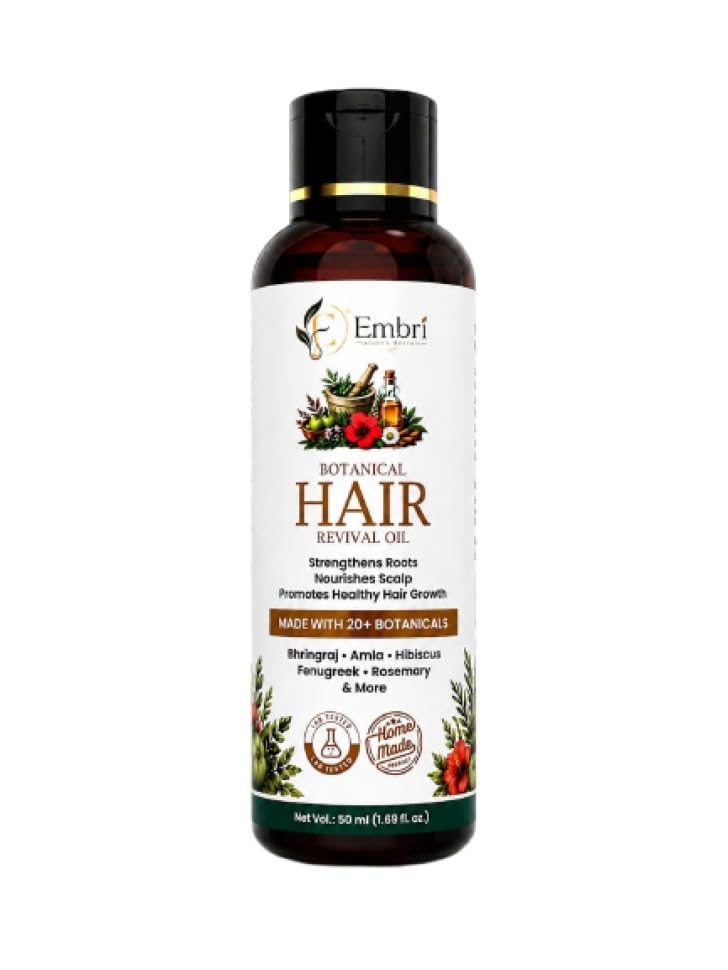 Image of EMBRI Men & Women Hair Revival Oil For Daily Hair Fall Control And Strong, Shiner, Thicker Hair Growth 50 ML (Pack Of 1)