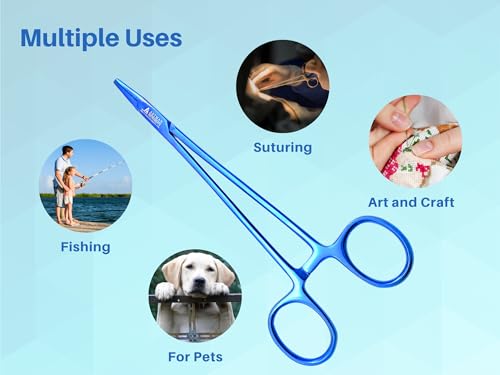 Image of ARTMAN INSTRUMENTS Mayo Hegar Needle Holder 7 inch - Surgical Needle Driver Clamp Forceps with Blue Plasma Coating & Tungsten Carbide Inserts for Precision Suturing