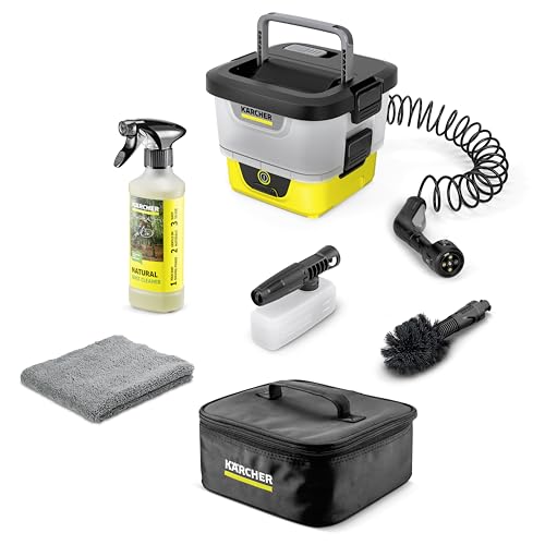 Kärcher Mobile Outdoor Cleaner OC 4 + Bike Kit, Fördermenge: 2 l/min, Gewicht: 3,1 kg, Wassertank: 8 l, Lithium-Ionen-Akku, Spiralschlauch, Gerätefilter, Universalbürte, Multi Jet 4-in-1
