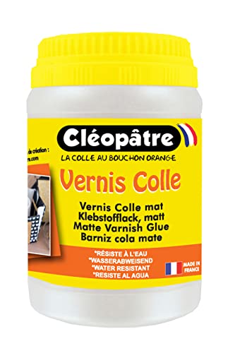 CLEOPATRE- Vernis Colle Transparent effet Mat - Séchage rapide - Sans solvant - Pot 250 g