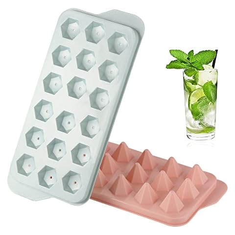 HOMMFAIR Diamond Ice Cube Tray with Lid, Diamond Ice Mold, Mini Diamond Ice Cube Trays, Easy-Release Small Ice Cube Mould for Freezer Cocktail Whiskey Tea Coffee (2 Packs) Cover