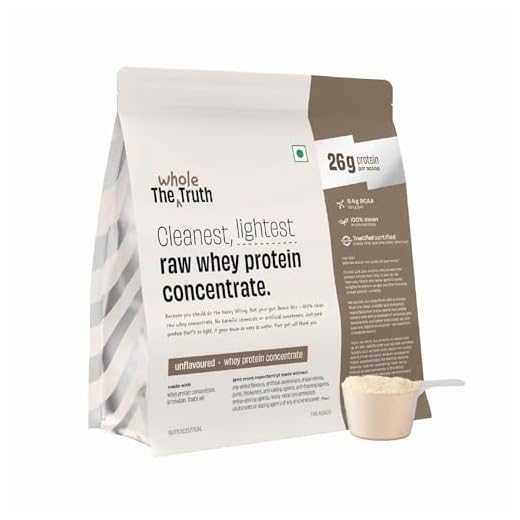 The Whole Truth Whey Protein Concentrate Unflavoured |1 kg (2.2 lbs) | 26g Protein per scoop | 6.4g BCAA | 100% Authentic Whey & No Adulteration | Clean and Light | Muscle Building | Vegetarian