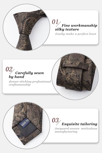 Image of HISDERN Ties for Men Paisley Floral Tie Handkerchief Classic Woven Business Formal Necktie and Pocket Square Set Wedding