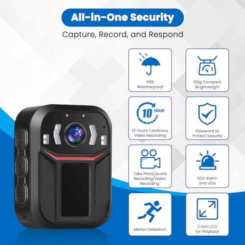 image for MY&SPIKECAM SPIKECAM Super Strong Clip Body Cameras with Audio Video R