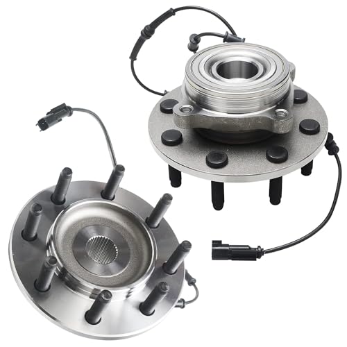 Image of Detroit Axle - 4WD Front Wheel Bearing Hubs Brake Kit for 2006-2008 | Dodge Ram 2500 3500 [8 Lugs], Drilled Slotted Brake Rotors Brake Pads Wheel Bearing Hubs 2007 Replacement 13.91 inch Rotor