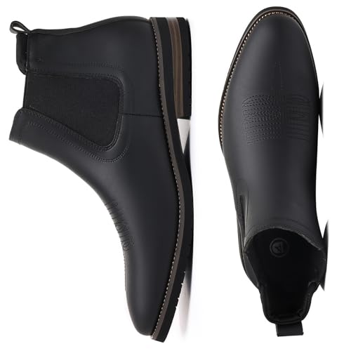 DADAWEN Cowboy Boots for Men Square Toe Chelsea Boots Mens Western Boots Slip On Casual Retro Ankle Boots3