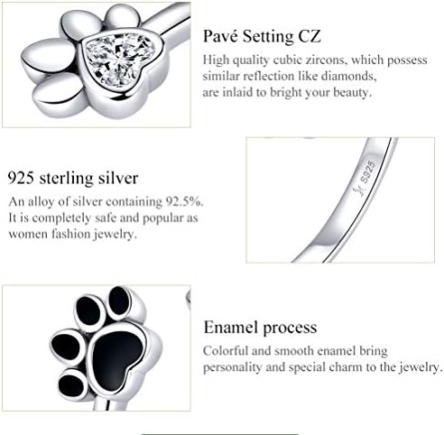 Cute Puppy Dog Cat Pet Paw Print Ring Sterling Silver 925 for Women Girls Adjustable Fake CZ Diamond Animal Footprint Finger Wrap Band Promise Engagement Rings Fashion Jewelry Gifts