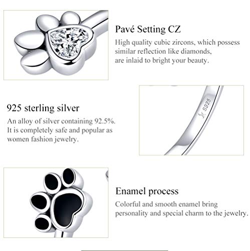 Cute Puppy Dog Cat Pet Paw Print Ring Sterling Silver 925 For Women Girls Adjustable Fake Cz Diamond Animal Footprint Finger Wrap Band Promise Engagement Rings Fashion Jewelry Gifts #TOP6