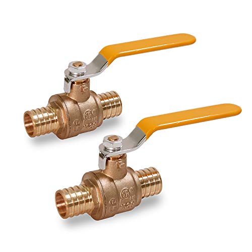 MIDLINE VALVE 800Q056-4-L Full Port PEX Barb Ball Valve Water Shut Off, 3 4 , Brass, pack of 2