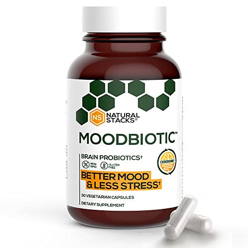 MoodBiotic Probiotics for Women & Men - Probiotic Lactobacilli Supplement w/ 6 Billion CFU for Better Mood, Stress Management, Improved Cognition & Gut Health (30ct) - w/ Cerebiome