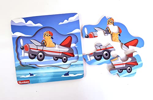 Image of Bumbee Wooden Jigsaw Puzzle Board for Kids (Set of 5) | Animal Puzzles for Toddlers 2+ Years | Montessori Learning Toy Animal Riding Vehicle | Educational Preschool Puzzle Gift for Kids, Boys & Girls