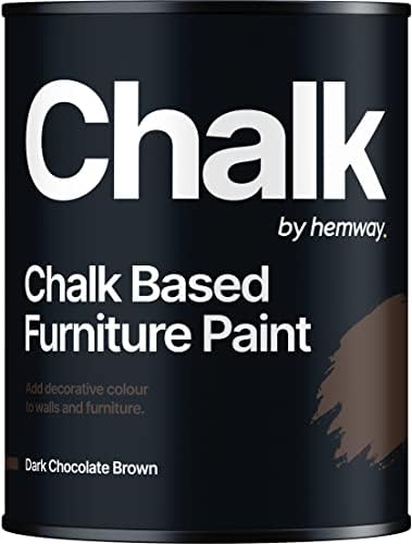 Hemway Matte Shabby Chic Chalk Based Furniture Paint 1L Dark Chocolate Brown Suitable for Interior Furniture, Wardrobes, Shelves, Tables and Chairs, Quick Drying Chalky Finish Smooth Touch