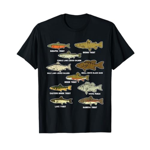 魚の種のトラウトのサーモンのバス釣りの漁師のアングラーのギフト Tシャツ