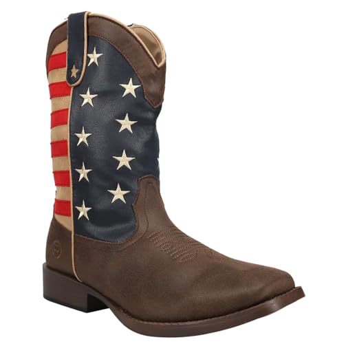 ROPER Mens American Patriotic Square Toe Pull On Casual Boots Mid Calf - Blue, Brown, Red - Size 9.5 D by ROPER - Used condition - Image 4