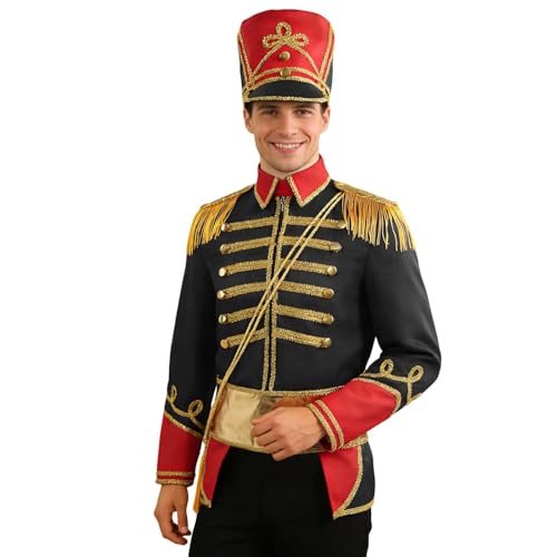 Genérico Traje Uniforme Vintage Hombre 4 Piezas Con Chaqueta, Sombrero, Cinturón, Accesorio, Traje Renacimiento Victoriano Medieval Prince Vikingos Para Cosplay, Espectáculo Y Eventos