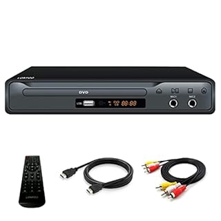 Lettore DVD per TV, LP-077 Lettore CD DVD con Uscita Scart e Uscita HDMI e AV, Porta MIC, Ingresso USB, Design della custodia in metallo (Cavo HDMI e AV Incluso) (DVD PLAYER)