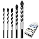 QWORK® Glasbohrer Fliesenbohrer set (6,6,8,10,12mm), 5 Stück Fliesenbohrer für Fliesen,Porzellan,Beton, Ziegelwand, Glas, Spiegel, Holz, Mauerwerk und Kunststoff