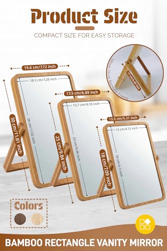 Espejo para maquillaje rectangular de bambú Tumecos miniatura 7