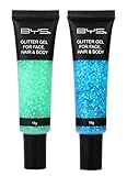 BYS Glitter Gel For Face, Hair and Body - 2 Pack, Unicorne Mane