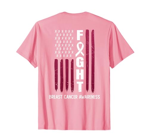 USA Pink Flag Breast Cancer Awareness Month - On Back T-Shirt
