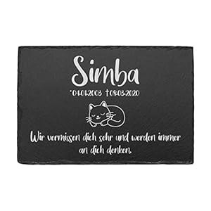 Kultdog Schiefer Grabstein Simba Katze