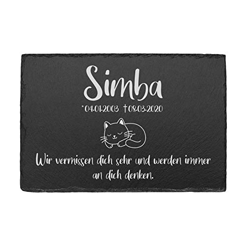 Kultdog Schiefer Grabstein Simba Katze