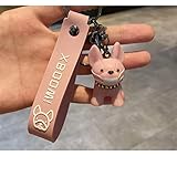 MINTUAN Klassische Punk Bulldog Schlüsselbund Männer Auto Schlüsselring Schmuck Pu Leder Hund für Frauen Tasche Charm Bull Terrier Schlüsselanhänger