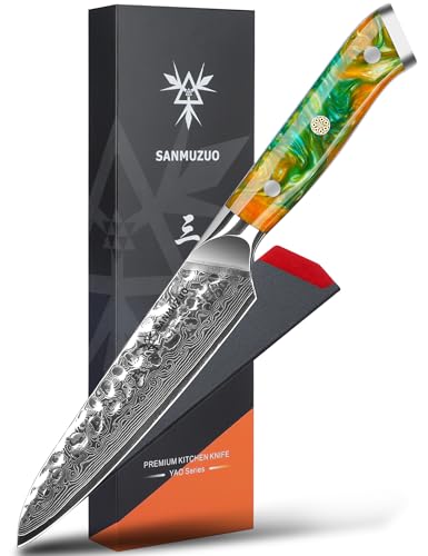 Sanmuzuo Cuchillo Utilitario, Cuchillos Profesionales De Cocina 13cm, Cuchillos De Frutas Y Verduras, 67 Capas De Acero De Damasco Forjado Y Mango De Resina - Serie Yao Sanmuzuo Cuchillo Utilitario, Cuchillos Profesionales De Cocina 13cm, Cuchillos De Frutas Y Verduras, 67 Capas De Acero De Damasco Forjado Y Mango De Resina - Serie Yao