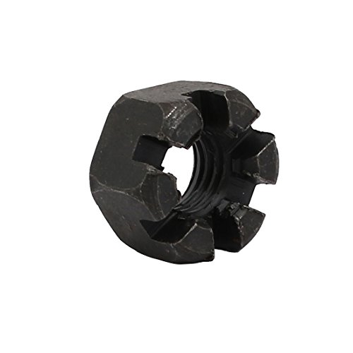 Image of uxcell 5pcs M10x1.5mm Carbon Steel Grade 8 Hexagon Slotted Castle Nut Black