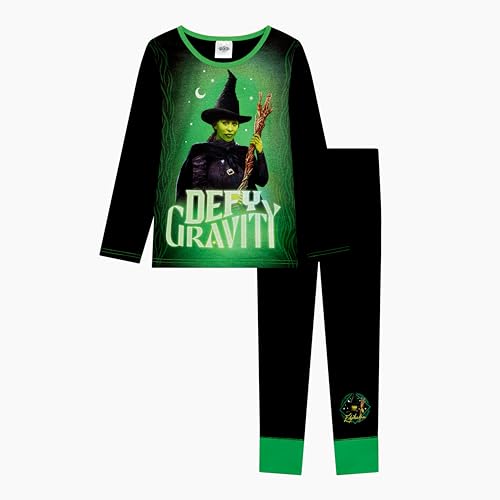 WICKED Official Girls Pyjamas 2 Piece Set Black Age 7-8 Years