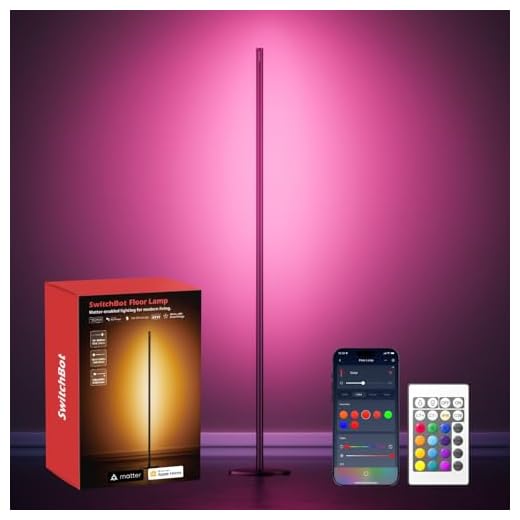 SwitchBot Matter Lampadaire sur Pied Salon, RGBCCT Lampe sur Pied avec Télécommande, Fonctionne avec Apple Home, Alexa, Google Home, Blanc Chaud et Froid, 16 Millions Couleurs, 1200lm, Musique Sync