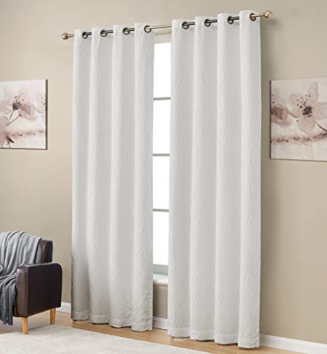 Hlc.me Camden 100% Blackout Winter Heat/Cold 2 Layer Thermal Insulated Energy Efficient & Soundproof Heavy Long Window Curtain Grommet Panels For Living Room & Bedroom, Set Of 2 (50 W X 108 L, White) #TOP1