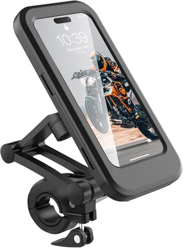 Image of CERLINK Waterproof Bike Mobile Holder for Bicycle & Motorcycle | 360 Rotatable Touch Screen Phone Mount | Shockproof Adjustable Handlebar Stand | Fits 4.7-6.7 Inch Smartphones