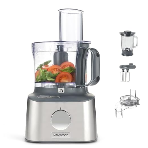 Kenwood Multipro Compact FDM315SS Kompakt-Küchenmaschine, Waage integriert, EXKLUSIV BEI AMAZON, Küchengerät mit 2,1 l Arbeitsbehälter, Glas-Mixaufsatz, Würfelschneider, Metall-Gehäuse, 800 W, silber