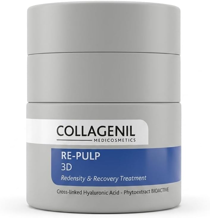 Collagenil Re-Pulp 3D Crema Viso Antirughe Giorno e Notte con Acido Ialuronico, Crema Collo e Décolleté, Contrasta Perdita di Tono e Volume, Rimpolpante e Rimodellante, Made in Italy, 50ml