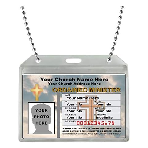 Ordained Minister ID Card - Custom with Your Photo and Information - Church Identification Cover