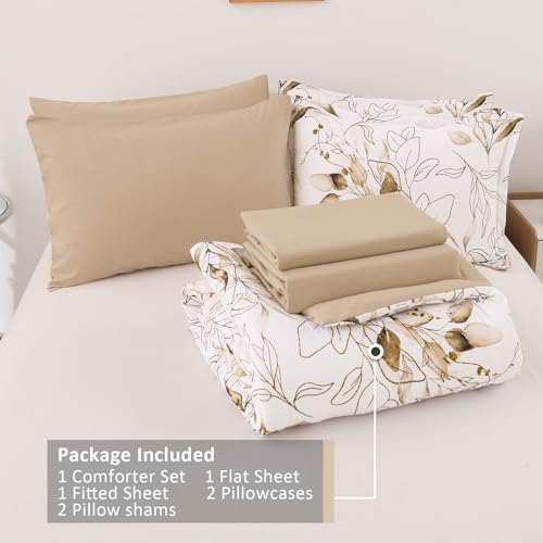 Parure de lit 7 pièces avec couette double motif feuilles dorées - 4