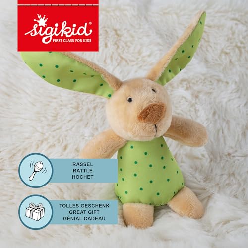 sigikid Rassel & Greiflinge Babyspielzeug Baby-Rassel Plüsch-Hase - Geschenk für Babys ab 3 Monaten, waschbar bei 30 °C