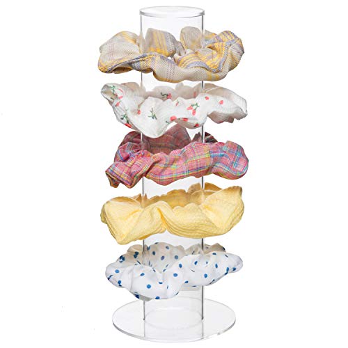 Rocinha Acrylic Scrunchie Holder Stand, Scrunchie Holder Hair Tie Organizer Stand, Scrunchy Hair Band Holder, T-Bar Display Holder Jewelry Tower, and Scrunchies Holders for Girls.