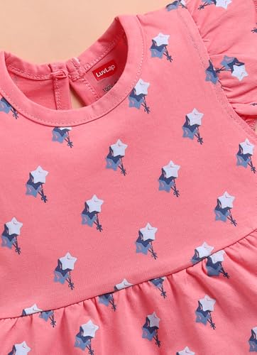 Image of LuvLap Baby Girls Regular Fit 100% Cotton Half Sleeve Girls Knee Length Frock Pack of 3