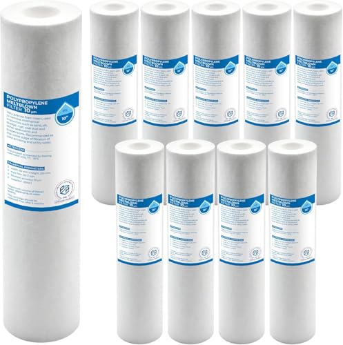 Cartouches filtrantes à sédiments en polypropylène 10 pouces – Lot de 10, 20 microns, éliminent efficacement les particules de saleté, durée max. 6 mois